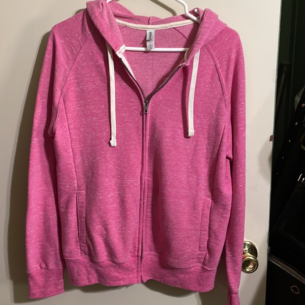 Jerzees Pink Ladies zip up hoodie sweatshirt. Size Medium.